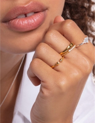 THOMAS SABO: Star 18ct yellow gold-plated sterling-silver and white-zirconia ring