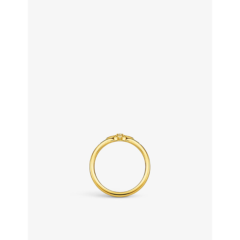 Shop Thomas Sabo Women's White Star 18ct Yellow Gold-plated Sterling-silver And Zirconia Ring
