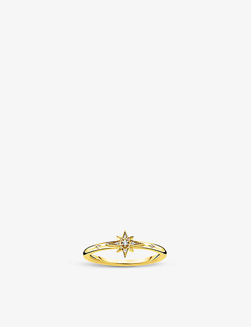 THOMAS SABO: Star 18ct yellow gold-plated sterling-silver and zirconia ring