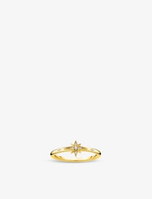 Thomas Sabo Star 18ct Yellow Gold-plated Sterling-silver And Zirconia Ring In White