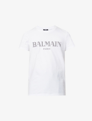 balmain printed cotton jersey t shirt