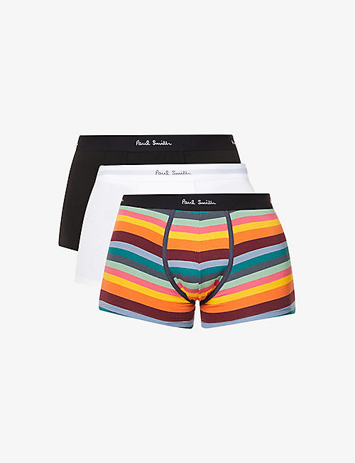 PAUL SMITH: Logo-print pack of three stretch-cotton boxers
