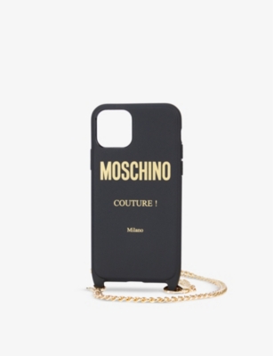 Moschino Logo-print Chain-embellished Iphone 11 Pro Case In Black Gold