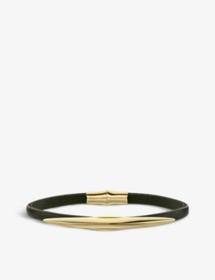Shaun Leane Arc Yellow Gold-vermeil And Leather Bracelet In Yellow Gold Vermeil
