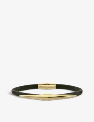 Shop Shaun Leane Women's Yellow Gold Vermeil Arc Yellow Gold-vermeil And Leather Bracelet