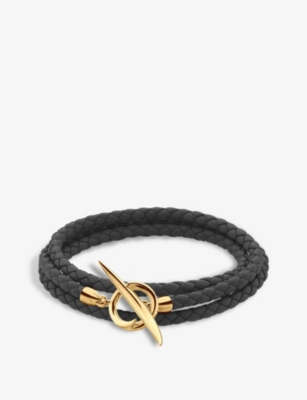 Shaun Leane Quill Leather And Yellow Gold-plated Vermeil Silver Wrap Bracelet In Yellow Gold Vermeil