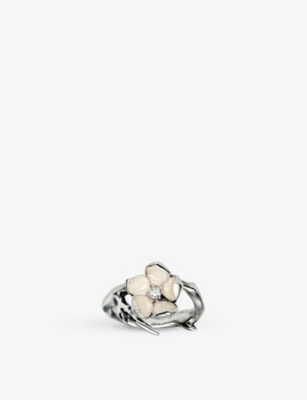 Shop Shaun Leane Womens Sterling Silver (silver) Cherry Blossom Sterling Silver And Diamond Ring
