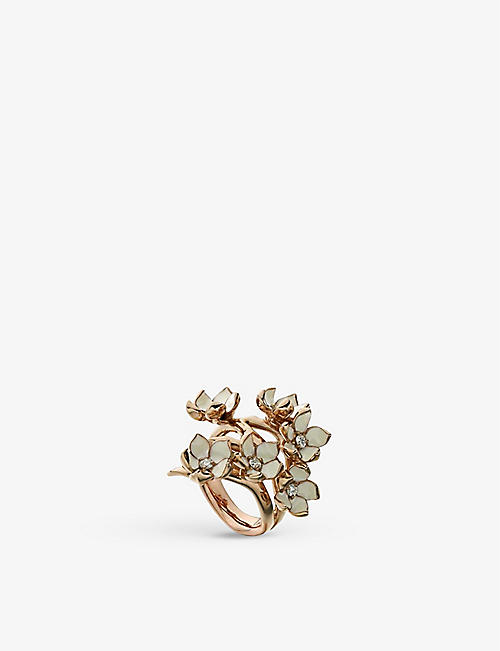SHAUN LEANE: Cherry Blossom Full Flower rose gold-plated vermeil and diamond ring