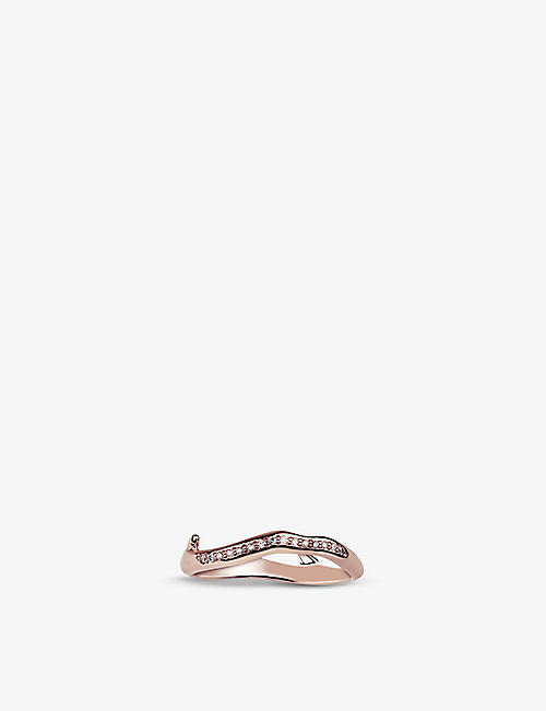 SHAUN LEANE: Cherry Blossom rose gold-vermeil and pavé diamond ring