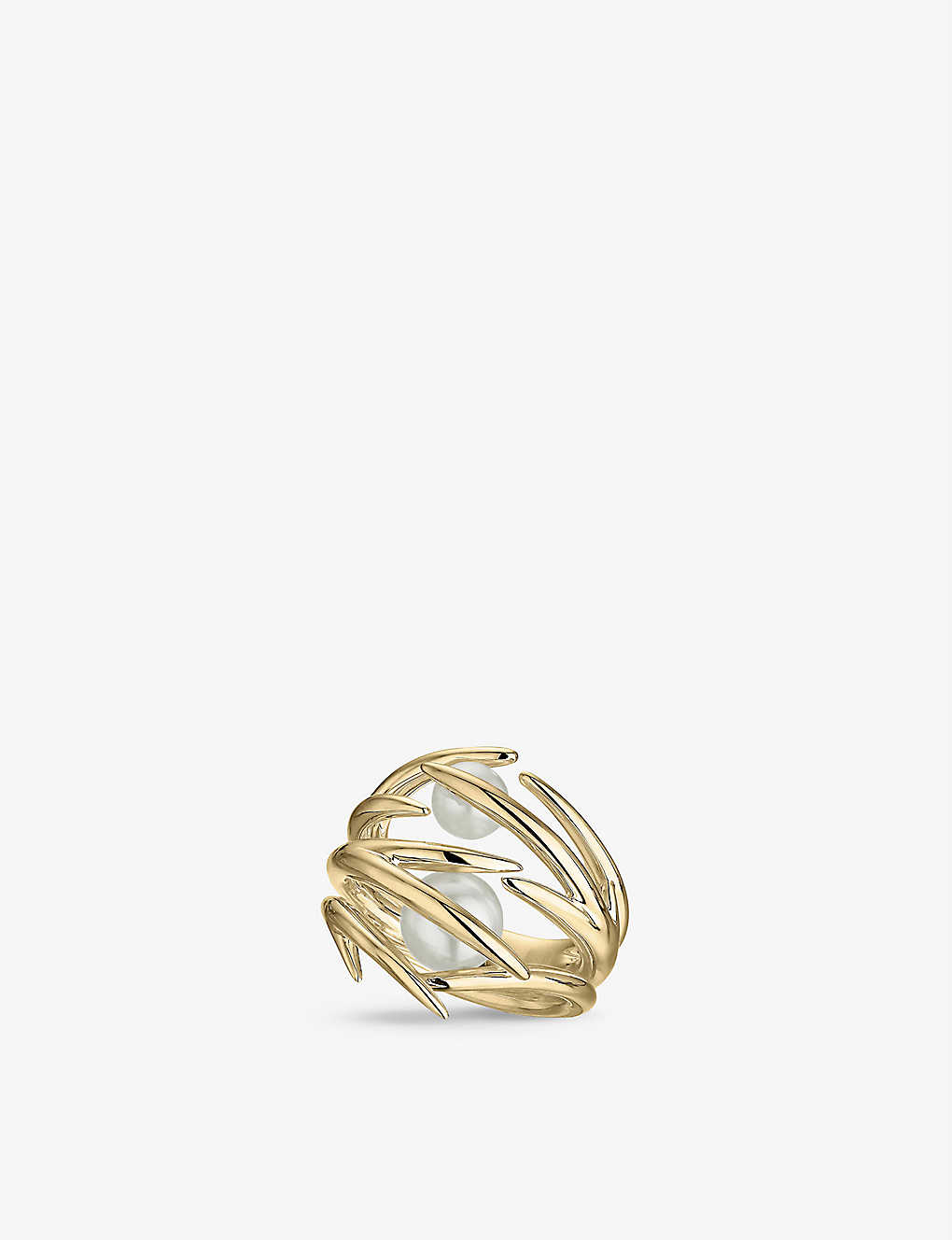 Shop Shaun Leane Womens Yellow Gold Vermeil Cherry Blossom Yellow Gold-plated Vermeil And Pearl Ring