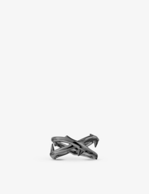 Shop Shaun Leane Women's Sterling Silver Rose Thorn Black Rhodium-plated Silver Ring In Sterling Silver (silver)