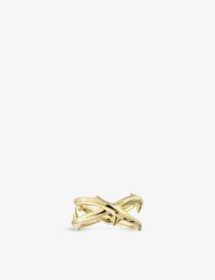 SHAUN LEANE: Rose Thorn yellow gold-plated vermeil silver ring