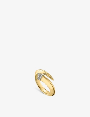Shaun Leane Tusk Yellow Gold-plated Vermeil Silver And 0.08ct Diamond Ring In Yellow Gold Vermeil
