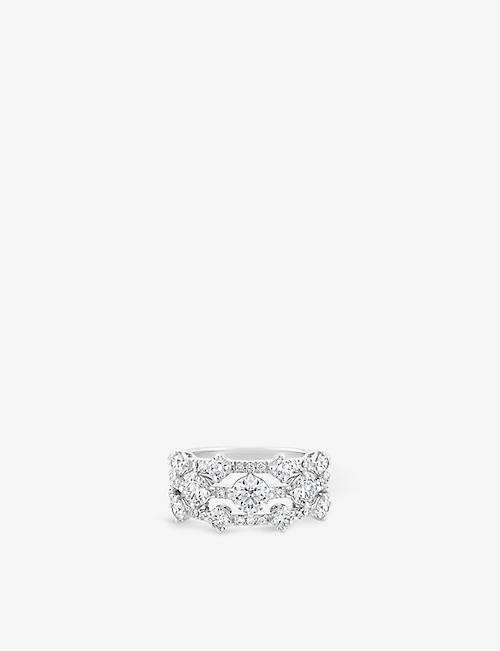 DE BEERS: Arpeggia Three-Row 18ct white-gold and 1.67~ct diamond ring