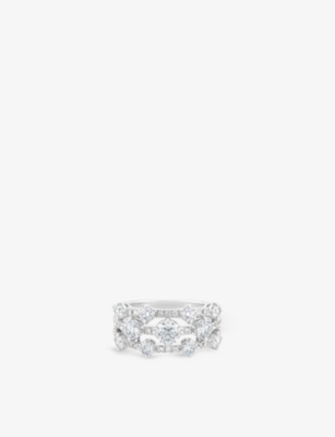 De Beers Arpeggia Three-row 18ct White-gold And 1.67~ct Diamond Ring In 18k White Gold