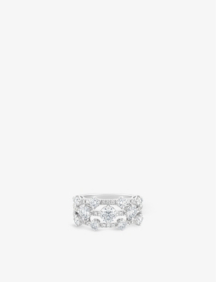 De Beers Jewellers Women's 18k White Gold Arpeggia Three-row 18ct White-gold And 1.67~ct Diamond Rin