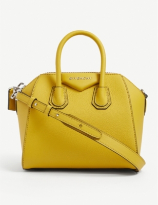 Givenchy Antigona Mini Mustard Leather Top Handle Bag In Dark Yellow