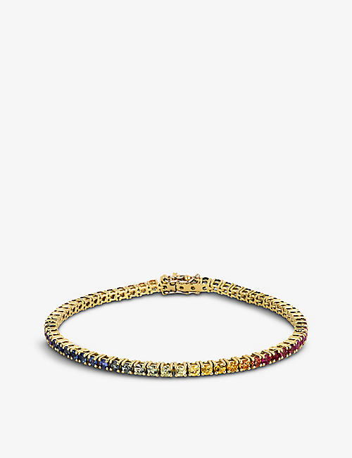ROXANNE FIRST: Rainbow Tennis sapphire and 14ct yellow-gold bracelet