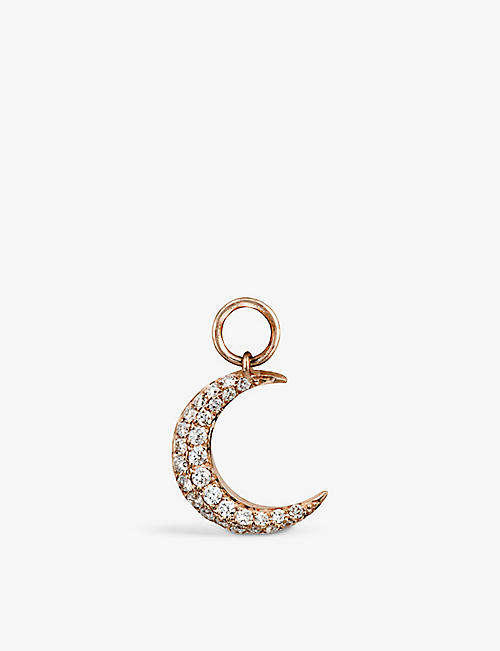 ROXANNE FIRST: Crescent Moon 14ct rose-gold and 0.11ct round-cut diamond single earring charm