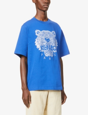 Tiger-embroidered cotton-jersey T-shirt 