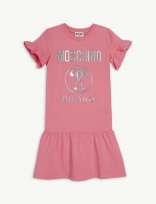 moschino milano shirt dress Moschino White Jersey Double Question Mark Logo Print Belted T-Shirt Dress  S Moschino