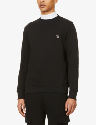 Shop Ps By Paul Smith Men's Black Zebra Brand-embroidered Organic-cotton Sweatshirt