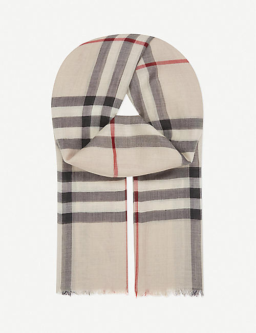 BURBERRY: Giant check wool and silk-blend scarf
