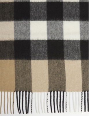 Shop Burberry Womens Archive Beige Mega Checked Cashmere Scarf