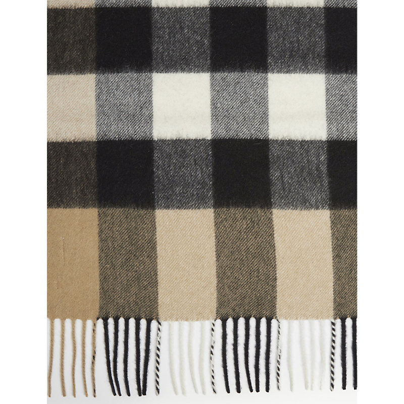 Shop Burberry Womens Archive Beige Mega Checked Cashmere Scarf