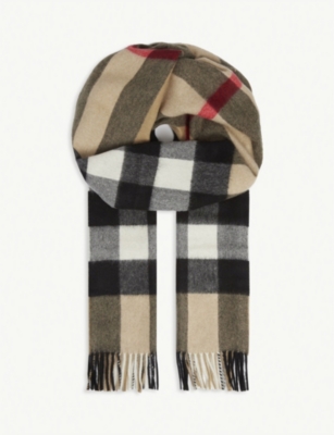 Burberry half mega check best sale cashmere scarf