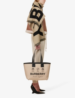 BURBERRY: Logo-pattern wool football scarf
