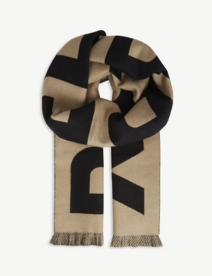 BURBERRY - Logo-pattern wool football scarf 