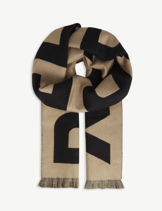 Logo-pattern wool football scarf