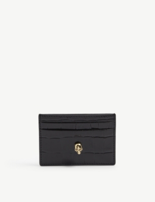 ALEXANDER MCQUEEN: Classic skull leather card holder