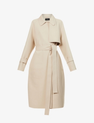 JOSEPH WOMENS CHAMPAGNE COTTRELL WOOL AND CASHMERE-BLEND COAT 8,R03712832