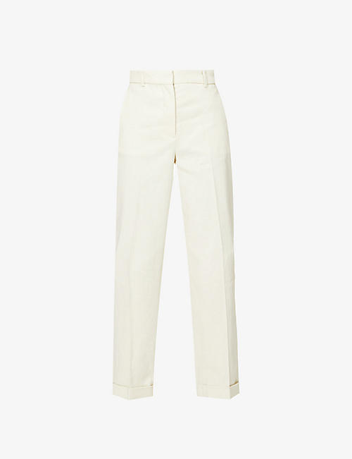 JOSEPH: Trina mid-rise straight-leg linen and cotton-blend trousers