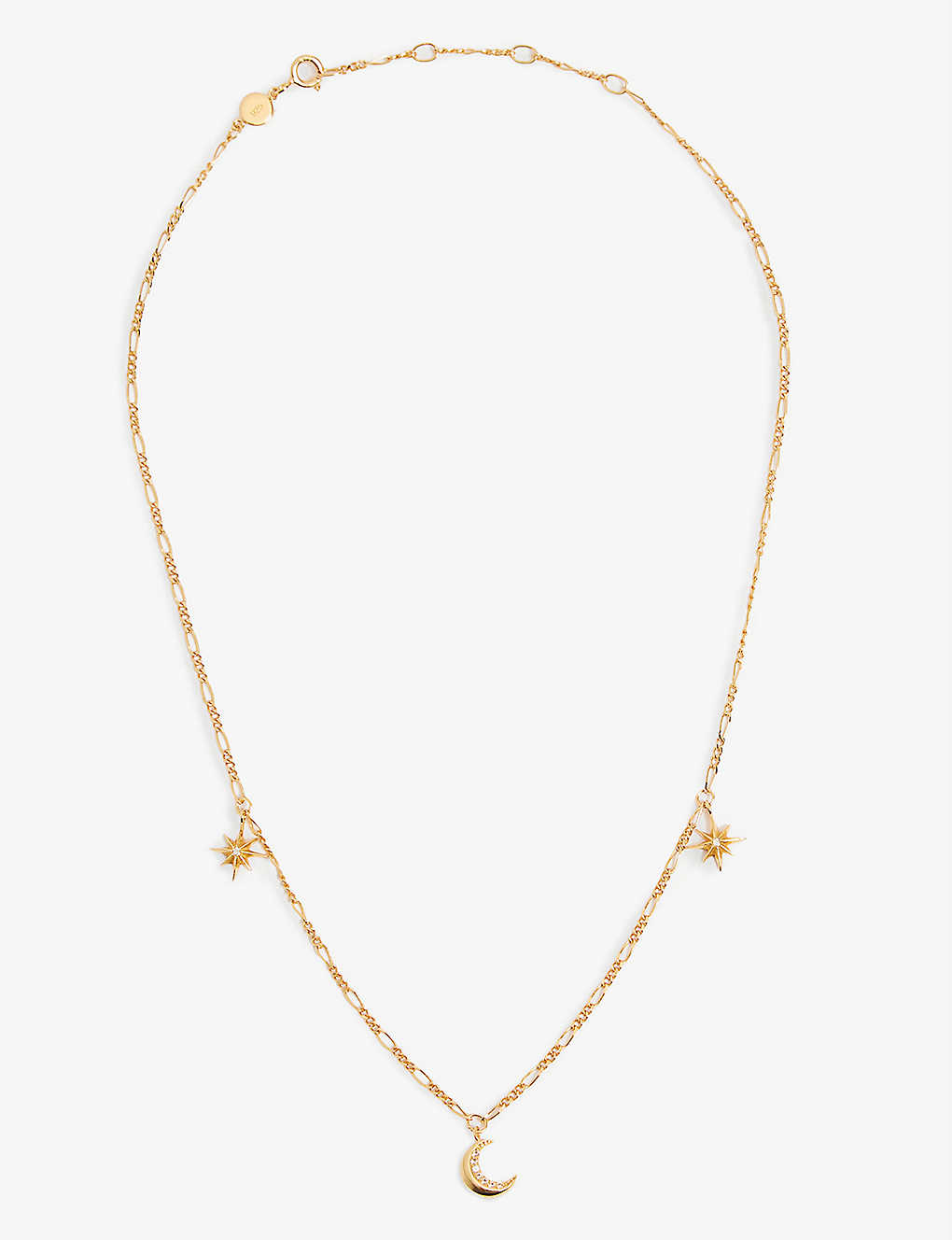Shop Edge Of Ember Cosmic Charm Recycled 18ct Gold-plated Sterling Silver And White Topaz Necklace