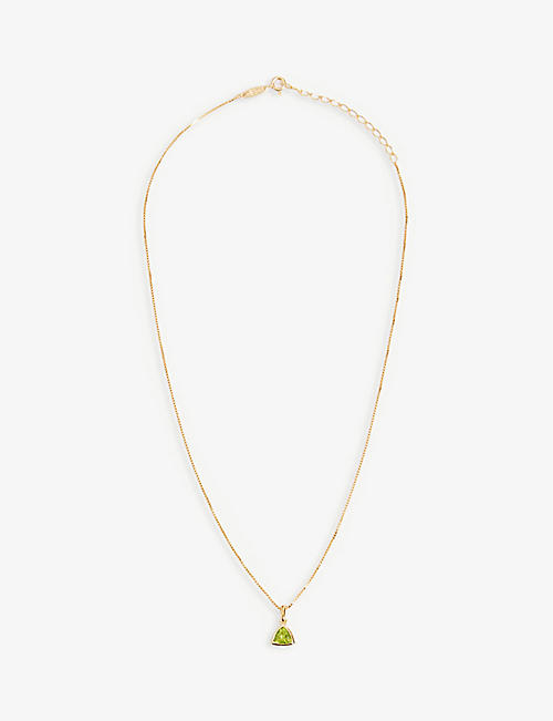 EDGE OF EMBER: Charm 18ct yellow gold-plated recycled sterling silver and peridot pendant necklace