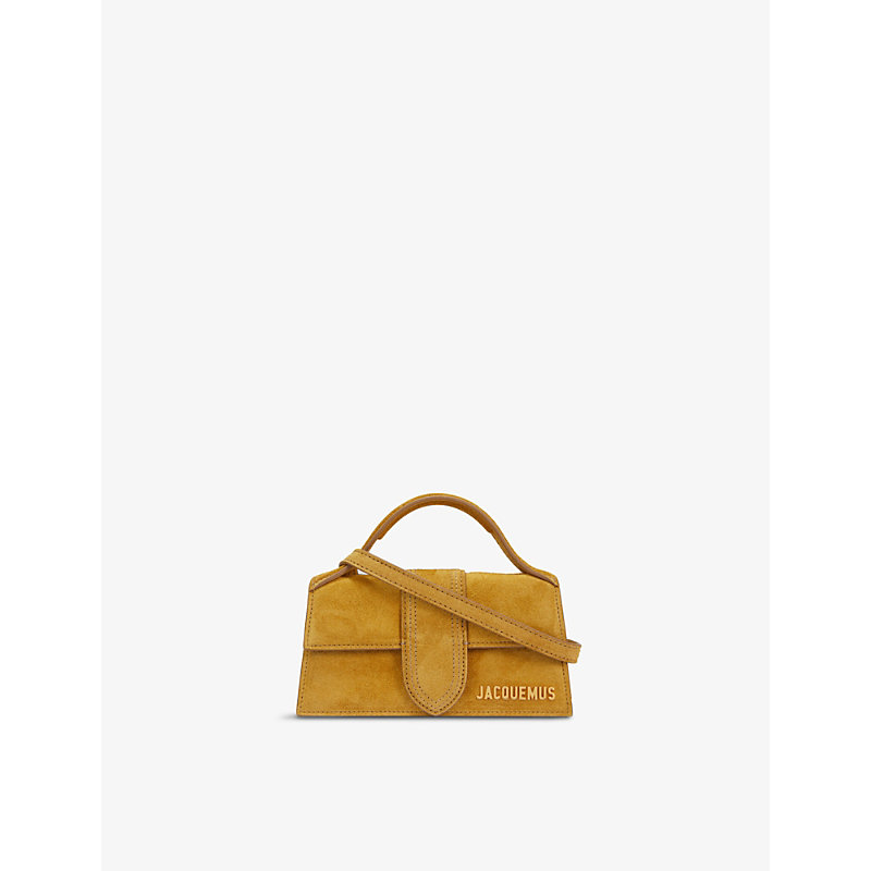 Jacquemus Le Bambino Suede Top Handle Bag In Dark Yellow
