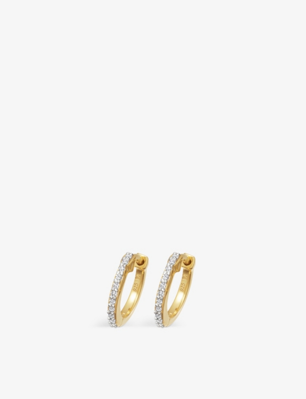 Pavé-set 18ct yellow gold-plated vermeil sterling-silver and cubic zirconia hoop earrings