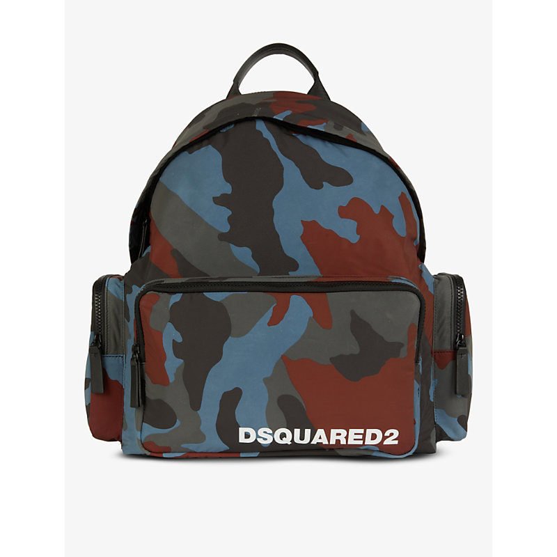 Dsquared2 Acc Camouflage-print Shell Backpack In Camouflage Blu