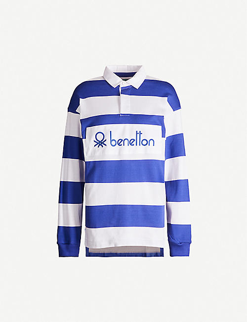 BENETTON：品牌标志条纹印花平纹针织棉上衣