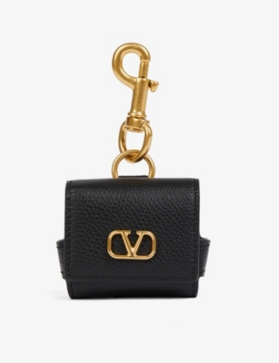 Valentino V-logo-plaque Leather Airpods Pro Case In Nero | ModeSens