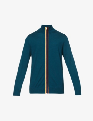 Striped-trim zipped ...