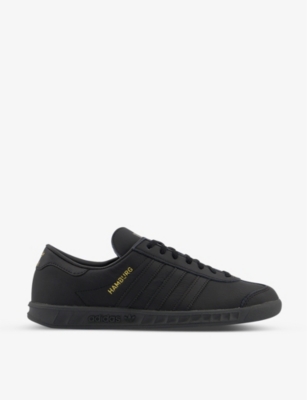 adidas black leather trainers