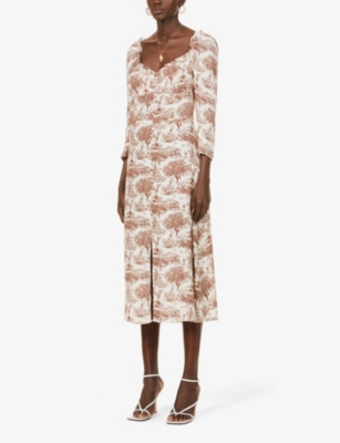 knee length dresses for ladies Lilly Pulitzer Dwyer Midi Dress Rousseau Pink Zen Garden main image 0