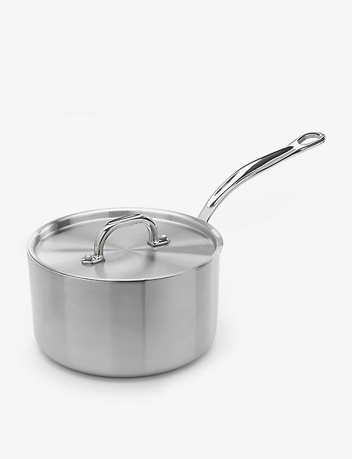 SAMUEL GROVES: 3-ply stainless steel saucepan with lid 18cm