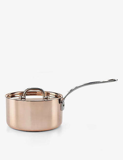 SAMUEL GROVES: Copper Induction chef's saucepan with lid 18cm