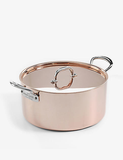 SAMUEL GROVES: Copper Induction chef's casserole pan with lid 26cm