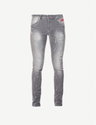 INSIDE OUT DENIM: Paint Splash slim-fit jeans